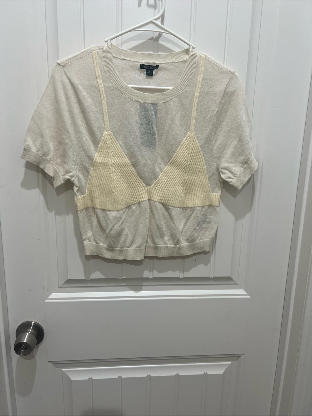 wild fable Ivory Layered Knit Bralette Crop Top